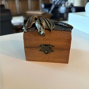 Handcrafted Dragon-Embellished Wooden Accessory Box Chest.